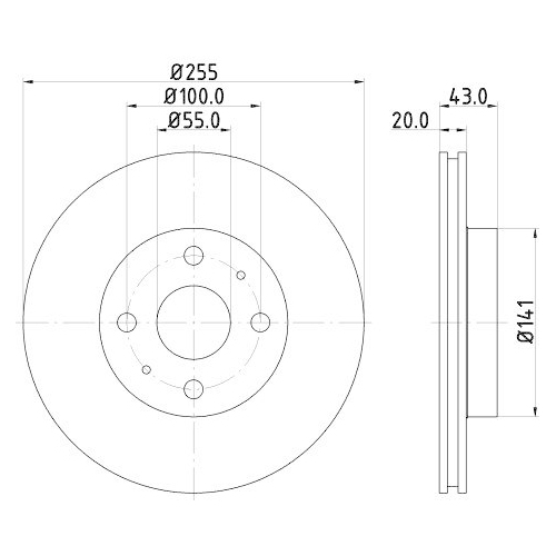 Bremsscheibe Hella 8DD 355 108-881 Pro f&uuml;r Toyota Geely Toyota (faw) Englon
