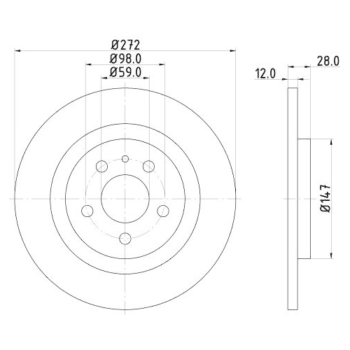 Bremsscheibe Hella 8DD 355 109-151 Pro f&uuml;r Citro&euml;n Fiat Lancia Peugeot