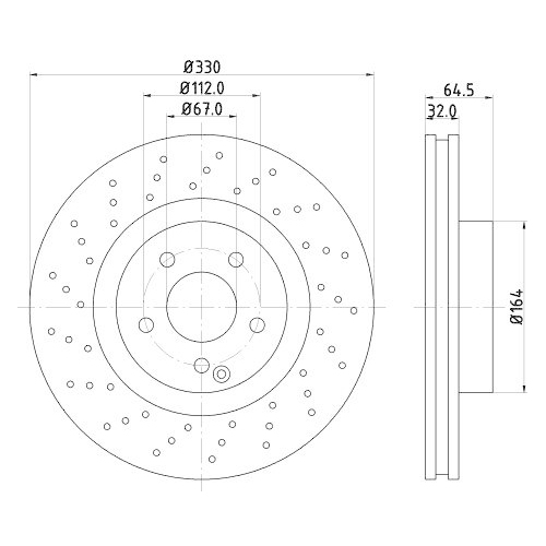 Bremsscheibe Hella 8DD 355 127-951 Pro High Carbon f&uuml;r Mercedes Benz Vorderachse