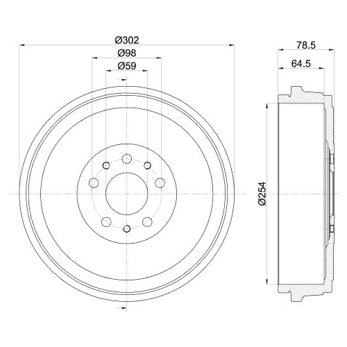 Bremstrommel Hella 8DT 355 303-341 für Fiat Opel Vauxhall Hinterachse