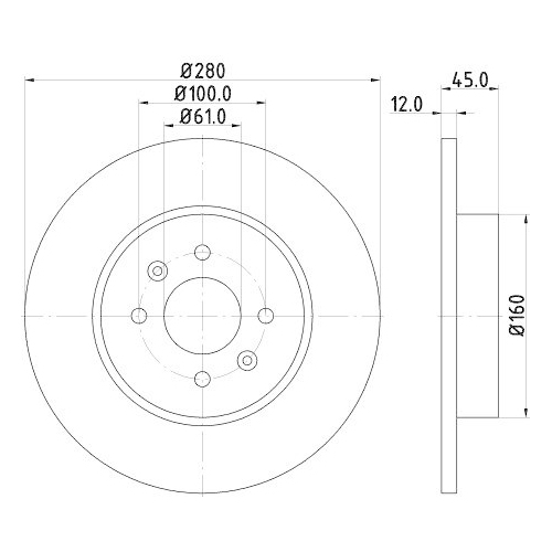 Bremsscheibe Hella 8DD 355 115-811 Pro f&uuml;r Renault Hinterachse