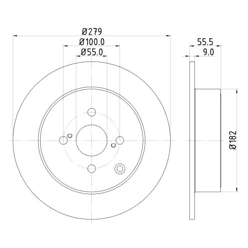 Bremsscheibe Hella 8DD 355 110-511 Pro f&uuml;r Toyota Hinterachse