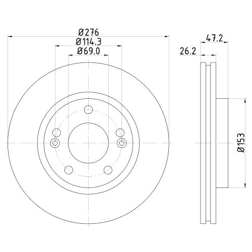 Bremsscheibe Hella 8DD 355 110-951 f&uuml;r Hyundai Vorderachse