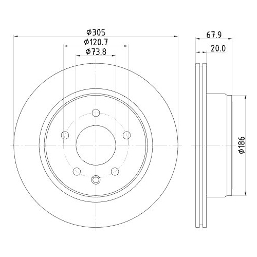 Bremsscheibe Hella 8DD 355 112-041 f&uuml;r Jaguar Hinterachse