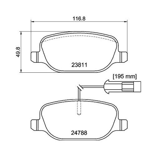 Bremsbelagsatz Scheibenbremse Hella 8DB 355 015-571 f&uuml;r Alfa Romeo Hinterachse