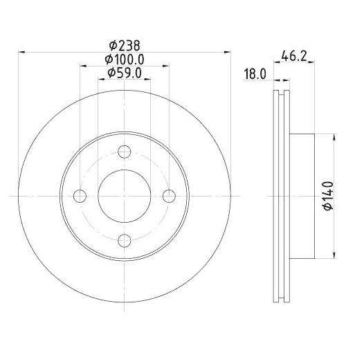 Bremsscheibe Hella 8DD 355 112-431 f&uuml;r Nissan Infiniti Vorderachse