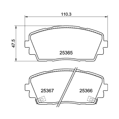 Bremsbelagsatz Scheibenbremse Hella 8DB 355 020-611 f&uuml;r Hyundai Kia Amc