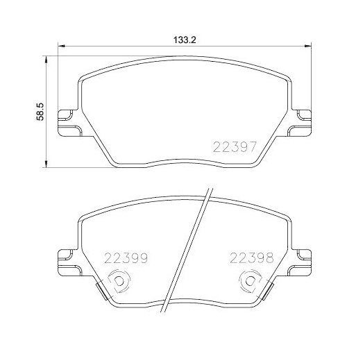Bremsbelagsatz Scheibenbremse Hella 8DB 355 025-111 f&uuml;r Fiat Ferrari Vorderachse
