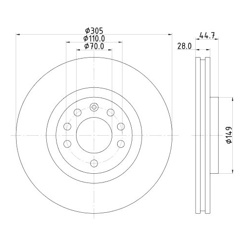 Bremsscheibe Hella 8DD 355 113-541 f&uuml;r Fiat Ferrari Vorderachse