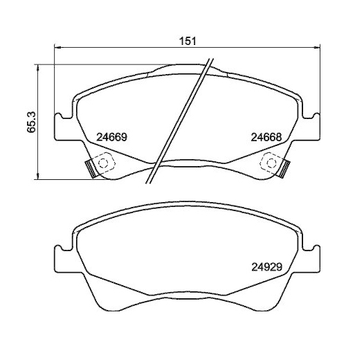 Bremsbelagsatz Scheibenbremse Hella 8DB 355 014-881 f&uuml;r Toyota Vorderachse