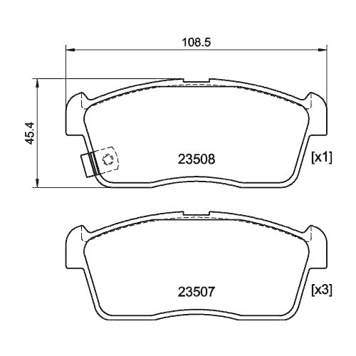 Bremsbelagsatz Scheibenbremse Hella 8DB 355 015-071 f&uuml;r Nissan Suzuki Infiniti