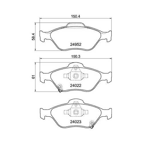 Bremsbelagsatz Scheibenbremse Hella 8DB 355 025-321 f&uuml;r Toyota Vorderachse