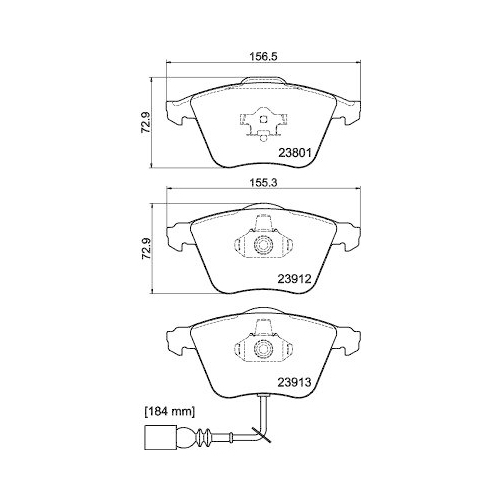 Bremsbelagsatz Scheibenbremse Hella 8DB 355 010-351 f&uuml;r Audi Seat Skoda VW