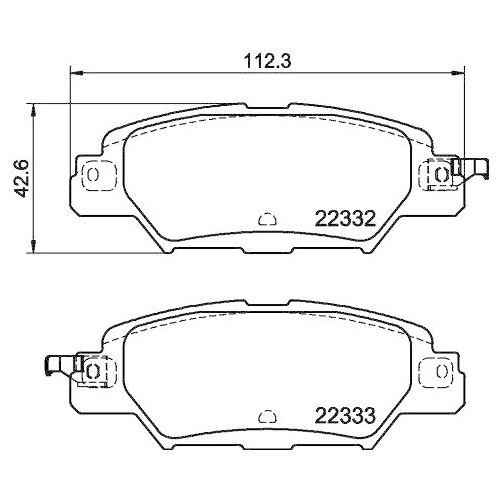 Bremsbelagsatz Scheibenbremse Hella 8DB 355 025-461 f&uuml;r Mazda Amc Hinterachse