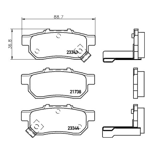 Bremsbelagsatz Scheibenbremse Hella 8DB 355 017-151 f&uuml;r Honda Isuzu Mazda Amc