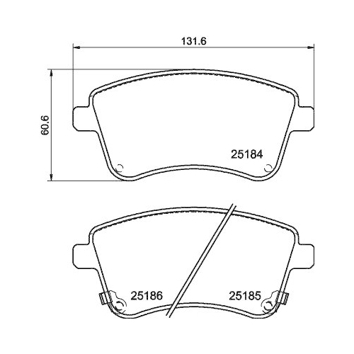 Bremsbelagsatz Scheibenbremse Hella 8DB 355 015-331 f&uuml;r Kia Vorderachse