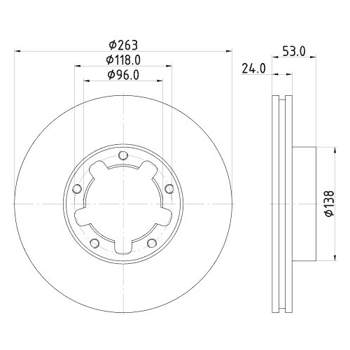 Bremsscheibe Hella 8DD 355 115-221 Pro für Nissan Infiniti Vorderachse