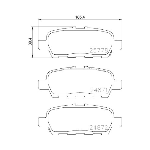 Bremsbelagsatz Scheibenbremse Hella 8DB 355 020-401 f&uuml;r Bmw Mitsubishi Nissan