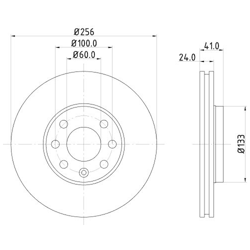 Bremsscheibe Hella 8DD 355 106-051 Pro f&uuml;r Opel Vauxhall Holden Vorderachse