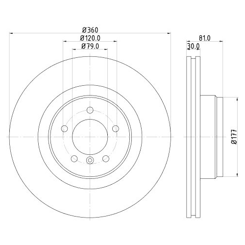 Bremsscheibe Hella 8DD 355 128-981 Pro High Carbon f&uuml;r Land Rover Vorderachse