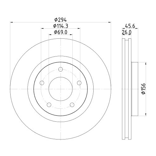 Bremsscheibe Hella 8DD 355 129-041 Pro High Carbon f&uuml;r Chrysler Citro&euml;n Lancia
