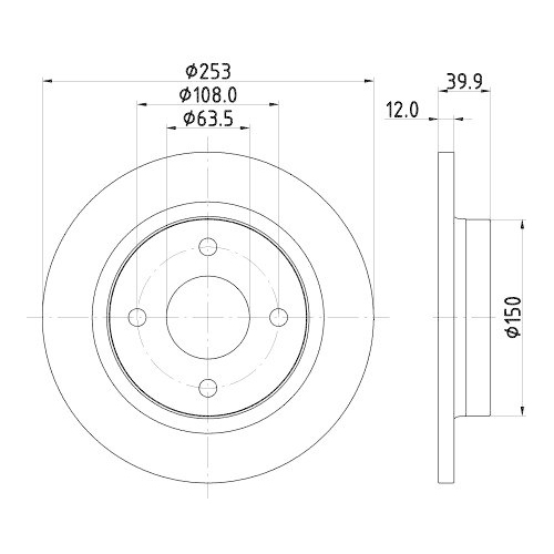 Bremsscheibe Hella 8DD 355 126-611 Pro f&uuml;r Ford Hinterachse