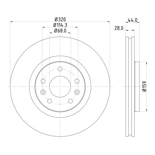 Bremsscheibe Hella 8DD 355 129-111 Pro High Carbon f&uuml;r Renault Samsung