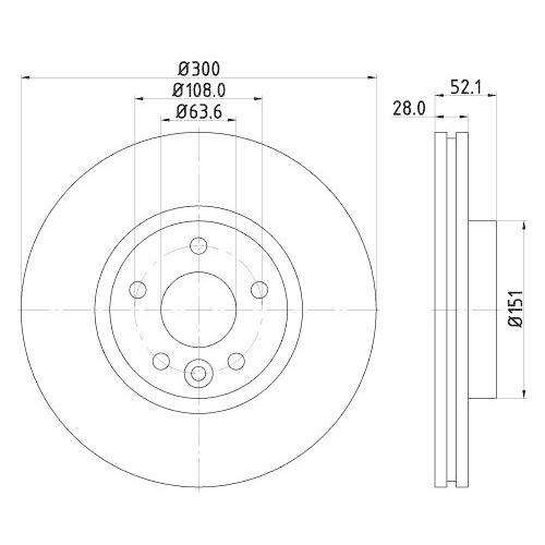 Bremsscheibe Hella 8DD 355 129-161 Pro High Carbon f&uuml;r Ford Vorderachse