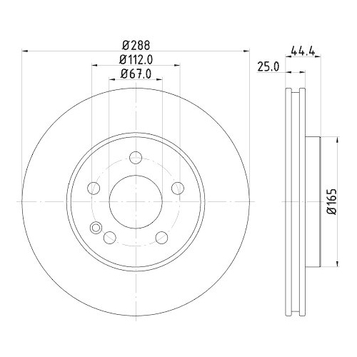 Bremsscheibe Hella 8DD 355 111-081 Pro f&uuml;r Mercedes Benz Mercedes Benz Evobus