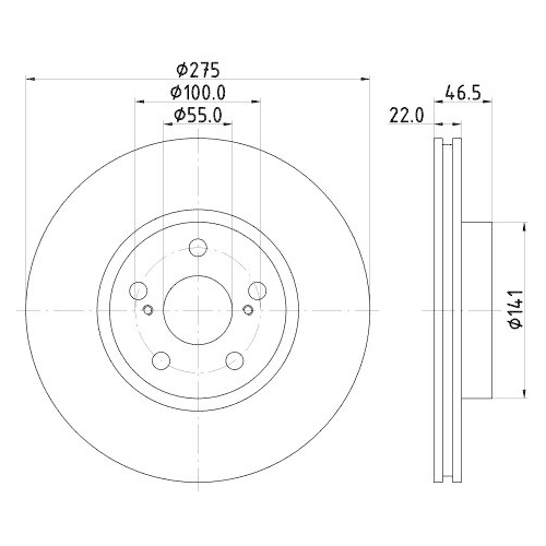 Bremsscheibe Hella 8DD 355 116-371 f&uuml;r Toyota Vorderachse