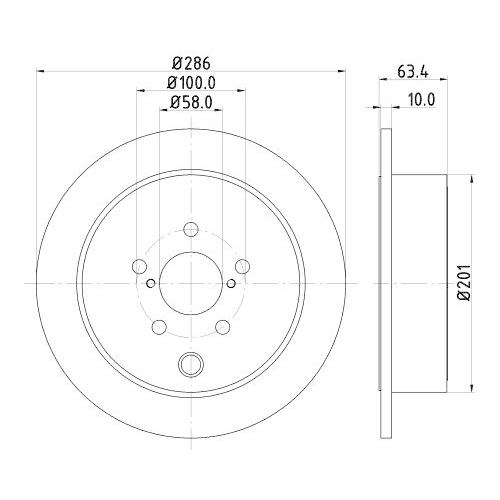Bremsscheibe Hella 8DD 355 116-421 f&uuml;r Subaru Toyota Hinterachse
