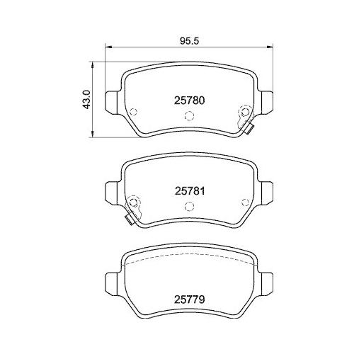Bremsbelagsatz Scheibenbremse Hella 8DB 355 040-611 f&uuml;r Kia Amc Hinterachse