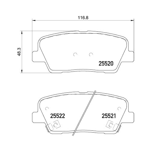 Bremsbelagsatz Scheibenbremse Hella 8DB 355 020-101 f&uuml;r Ssangyong Hyundai Kia