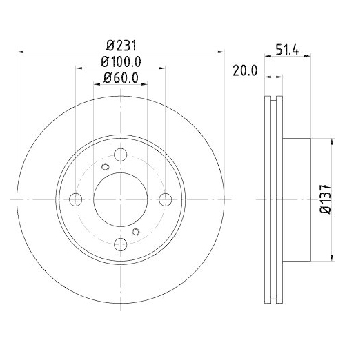 Bremsscheibe Hella 8DD 355 116-501 f&uuml;r Nissan Suzuki Infiniti Vorderachse