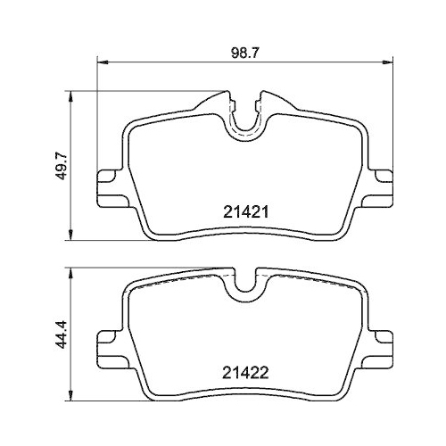 Bremsbelagsatz Scheibenbremse Hella 8DB 355 040-681 f&uuml;r Bmw Amc Hinterachse