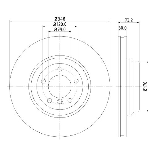 Bremsscheibe Hella 8DD 355 113-531 Pro f&uuml;r Bmw Vorderachse