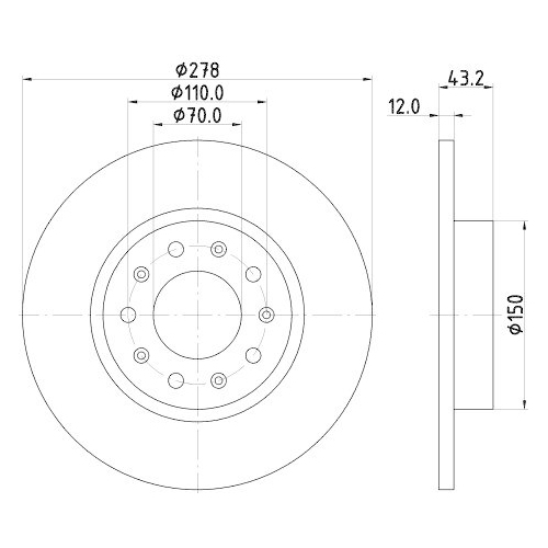 Bremsscheibe Hella 8DD 355 116-671 Pro f&uuml;r Alfa Romeo Fiat Ferrari Jeep