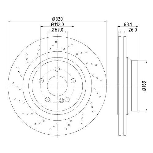 Bremsscheibe Hella 8DD 355 126-401 Pro Hc f&uuml;r Mercedes Benz Mercedes Benz