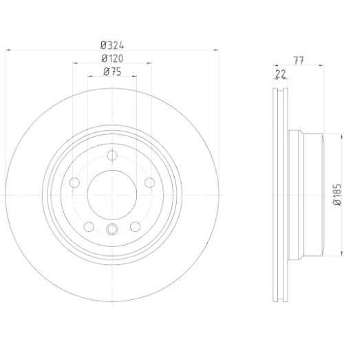 Brake Disc Hella 8DD 355 126-521 Pro High Carbon for Bmw Rear Axle