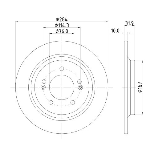 Bremsscheibe Hella 8DD 355 126-651 Pro f&uuml;r Hyundai Kia Kia (dyk) Hinterachse