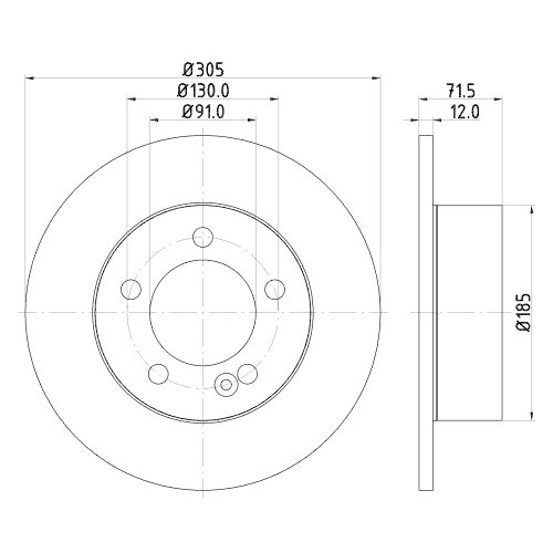 Bremsscheibe Hella 8DD 355 117-141 f&uuml;r Nissan Opel Renault Vauxhall Hinterachse