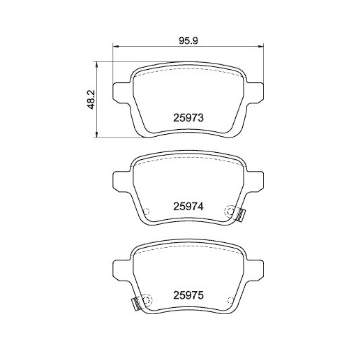 Bremsbelagsatz Scheibenbremse Hella 8DB 355 021-441 f&uuml;r Fiat Ferrari Amc