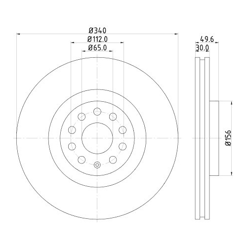 Bremsscheibe Hella 8DD 355 129-241 Pro High Carbon f&uuml;r Audi Seat Skoda VW Cupra
