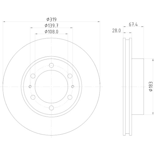 Bremsscheibe Hella 8DD 355 126-771 f&uuml;r Toyota Vorderachse