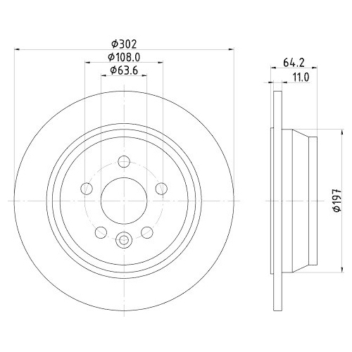 Bremsscheibe Hella 8DD 355 126-781 f&uuml;r Land Rover Hinterachse