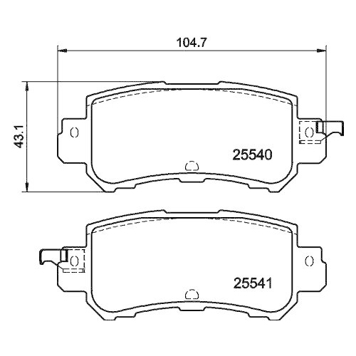 Bremsbelagsatz Scheibenbremse Hella 8DB 355 020-151 f&uuml;r Mazda Amc Hinterachse