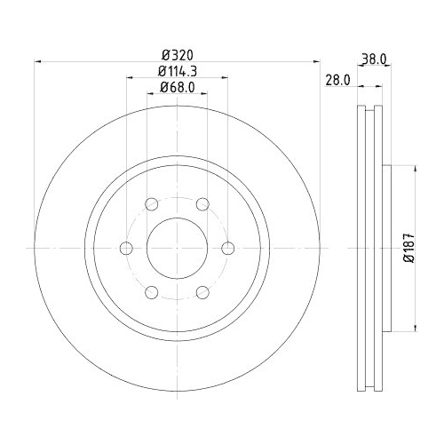 Bremsscheibe Hella 8DD 355 119-001 Pro f&uuml;r Nissan Infiniti Vorderachse