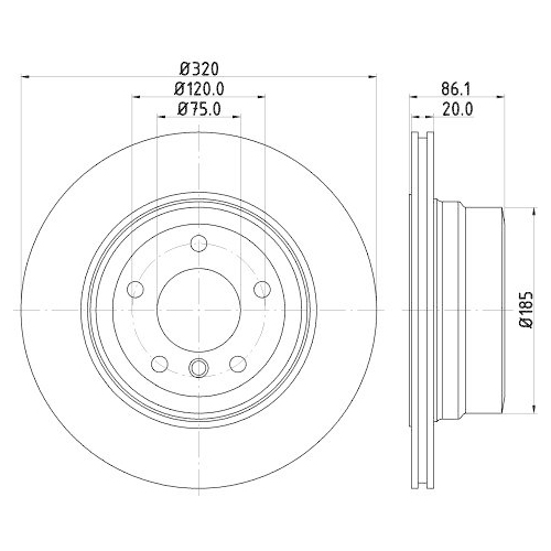 Brake Disc Hella 8DD 355 119-201 Pro for Bmw Rear Axle
