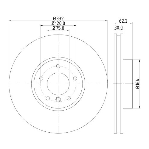 Bremsscheibe Hella 8DD 355 129-291 Pro High Carbon f&uuml;r Bmw Vorderachse