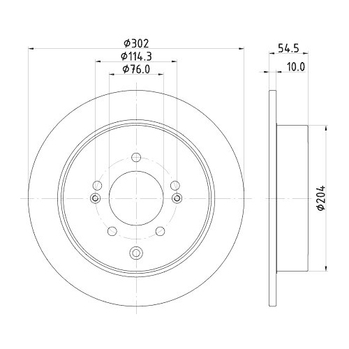 Bremsscheibe Hella 8DD 355 126-671 Pro f&uuml;r Hyundai Kia Hinterachse